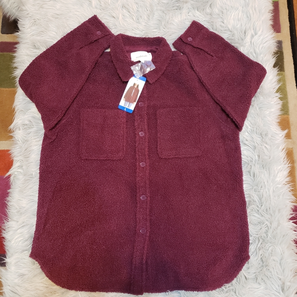 Ecothreads Ladies’ Boucle Red Shirt Jacket- Large